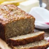 Sliced Banana Oat Bread on a cutting board