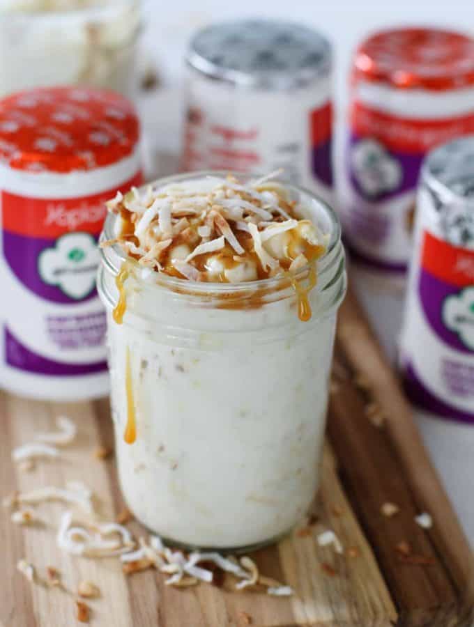 Caramel Coconut Overnight Oatmeal in a jar