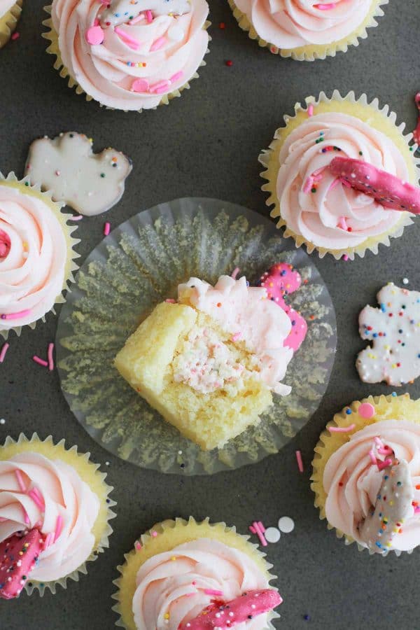 Circus Animal Cookie Cupcakes from above