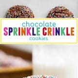 Chocolate Crinkle Sprinkle Cookies collage with text