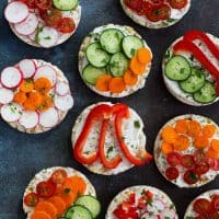 Ranch and Vegetable Topped Rice Cakes - easy snack ideas for mom