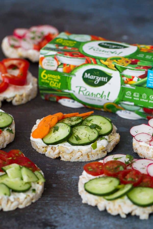 Ranch and Vegetable Topped Rice Cakes