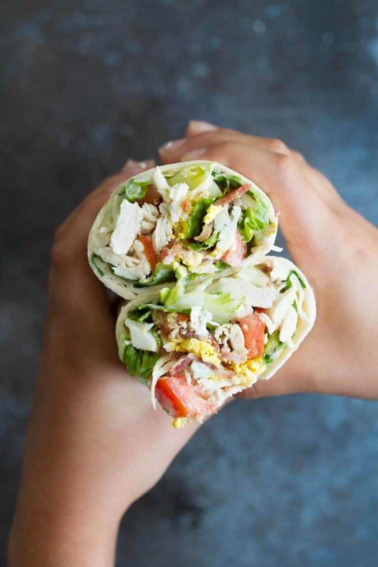 Easy Chicken Cobb Salad Wraps Lunch Recipe Taste and Tell