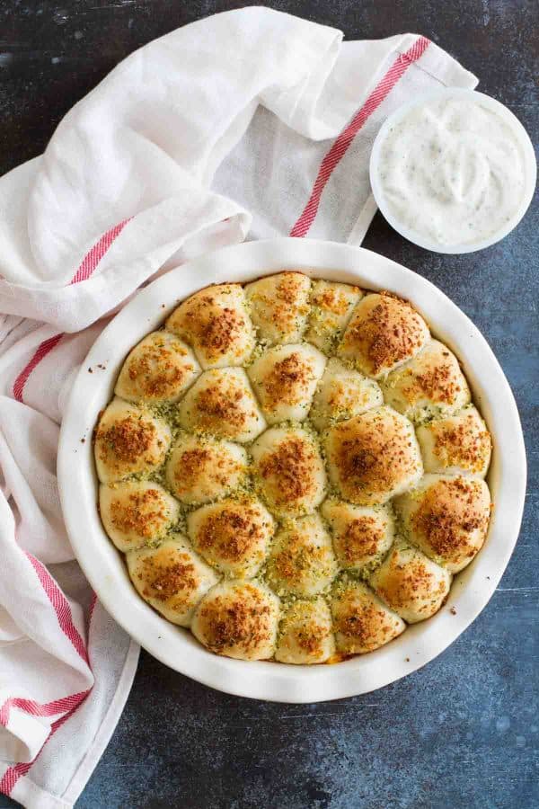 Stuffed Pizza Rolls in a dish