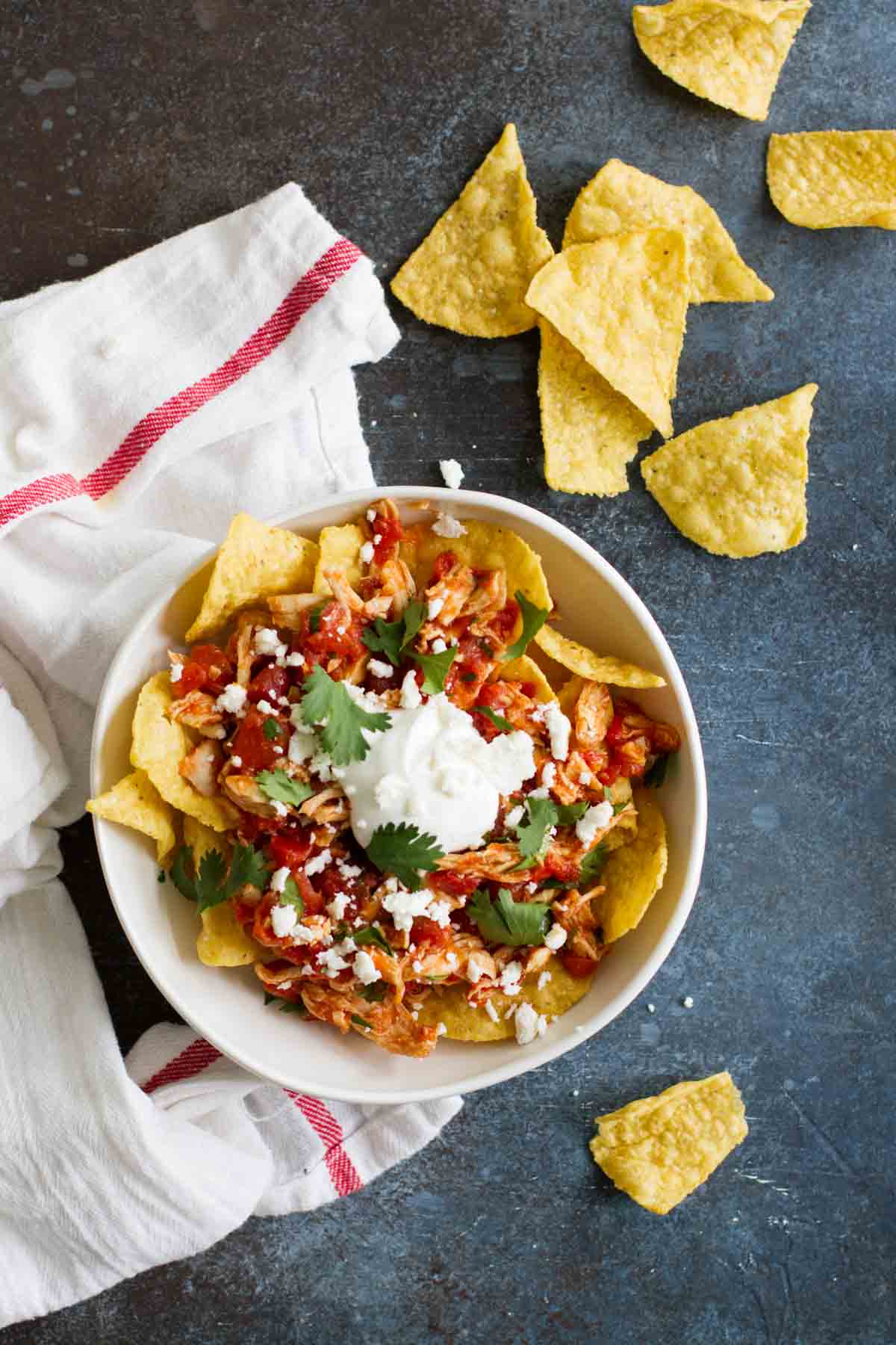 Bowl with Chicken Chilaquiles