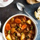 Easy Homemade Beef Stew with text on the top