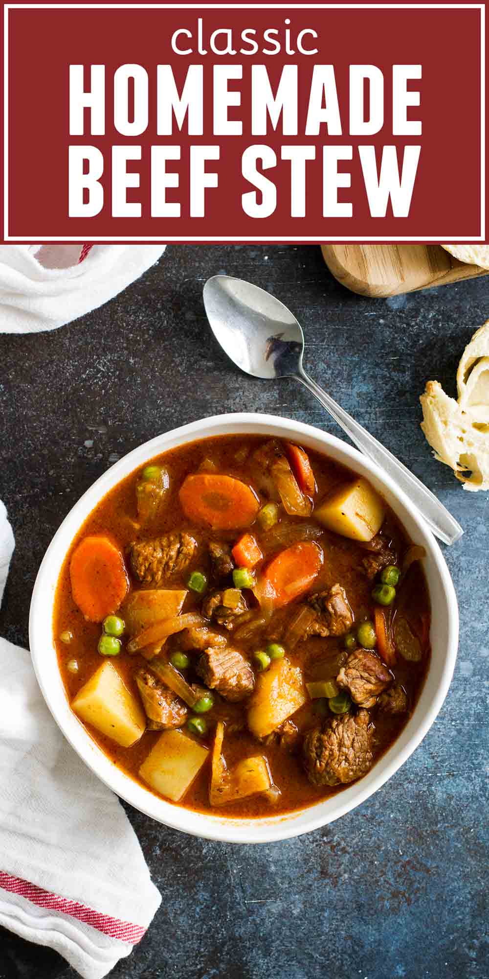 Easy Homemade Beef Stew with text on the top