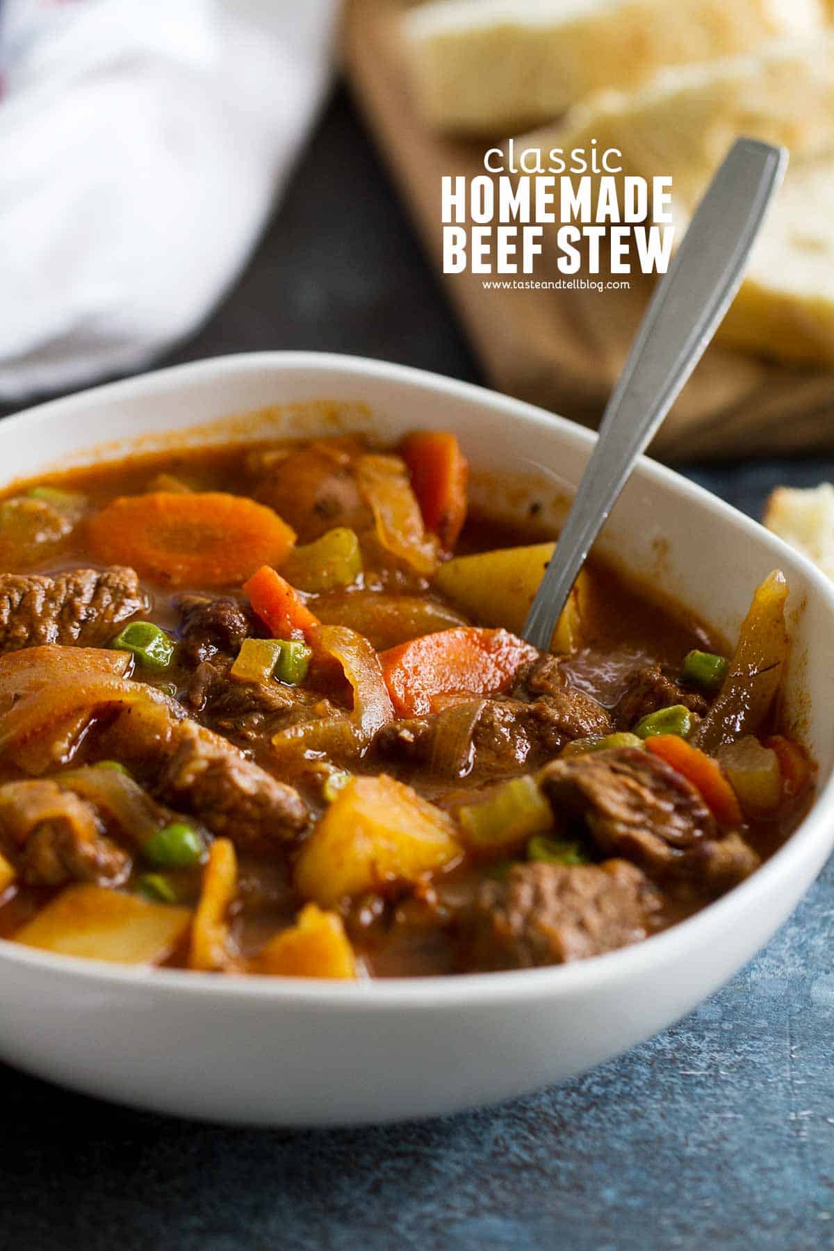 bowl of Beef Stew with text in the top corner