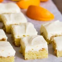 Batch of Orange Blondies on parchment paper