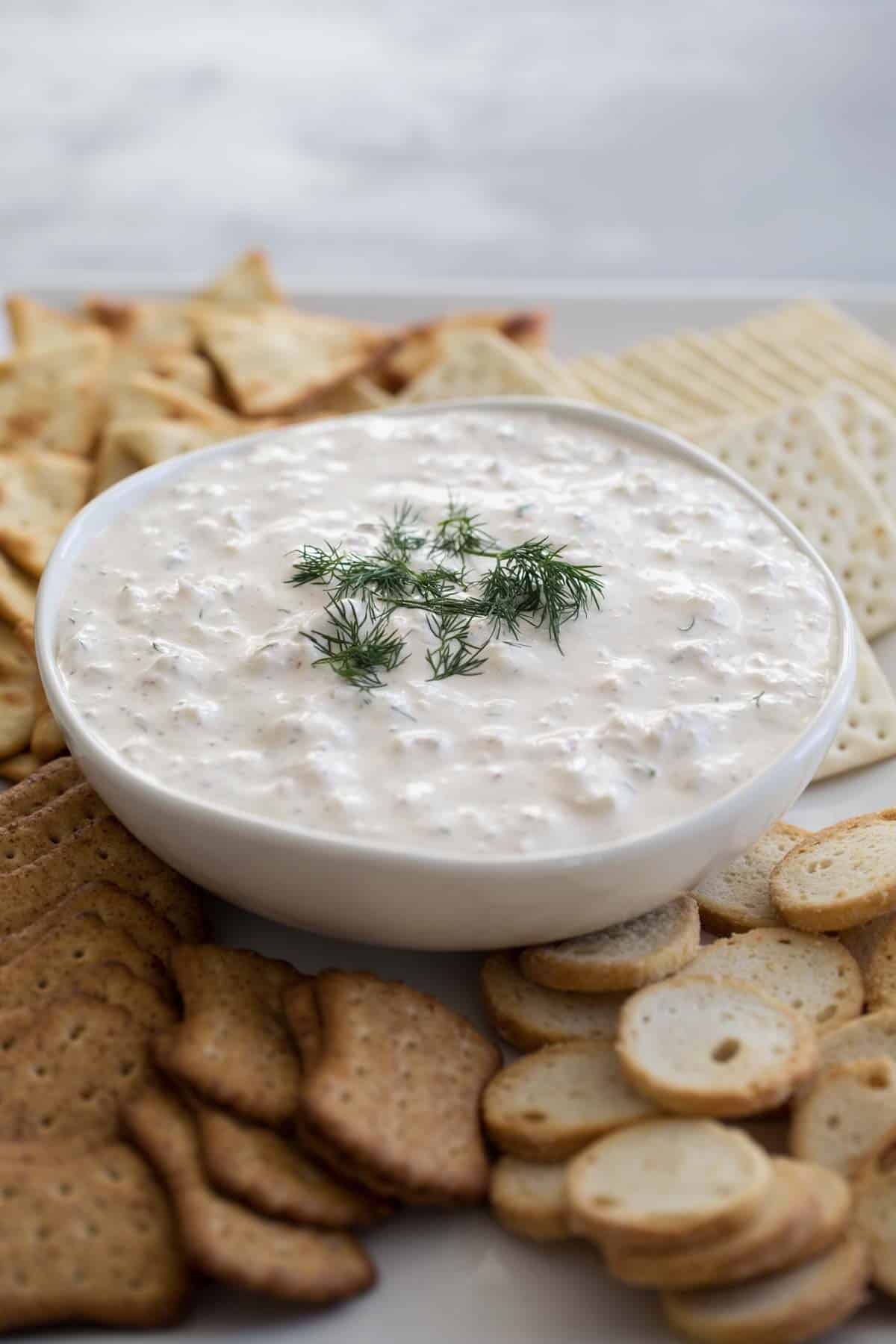Cold Crab Dip Recipe with dill.