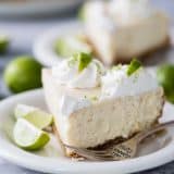 Slice of Instant Pot Key Lime Cheesecake