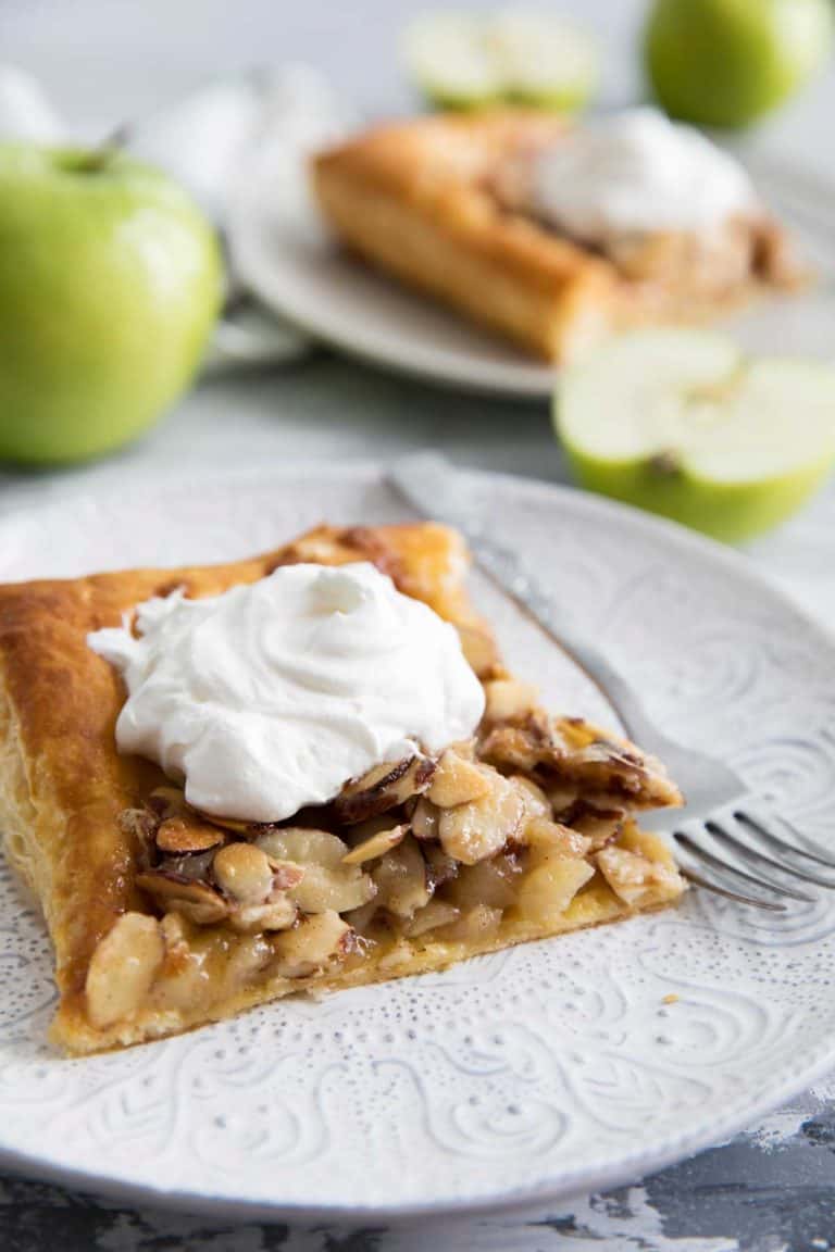 Slice of Apple Tart with Almond Tosca Topping