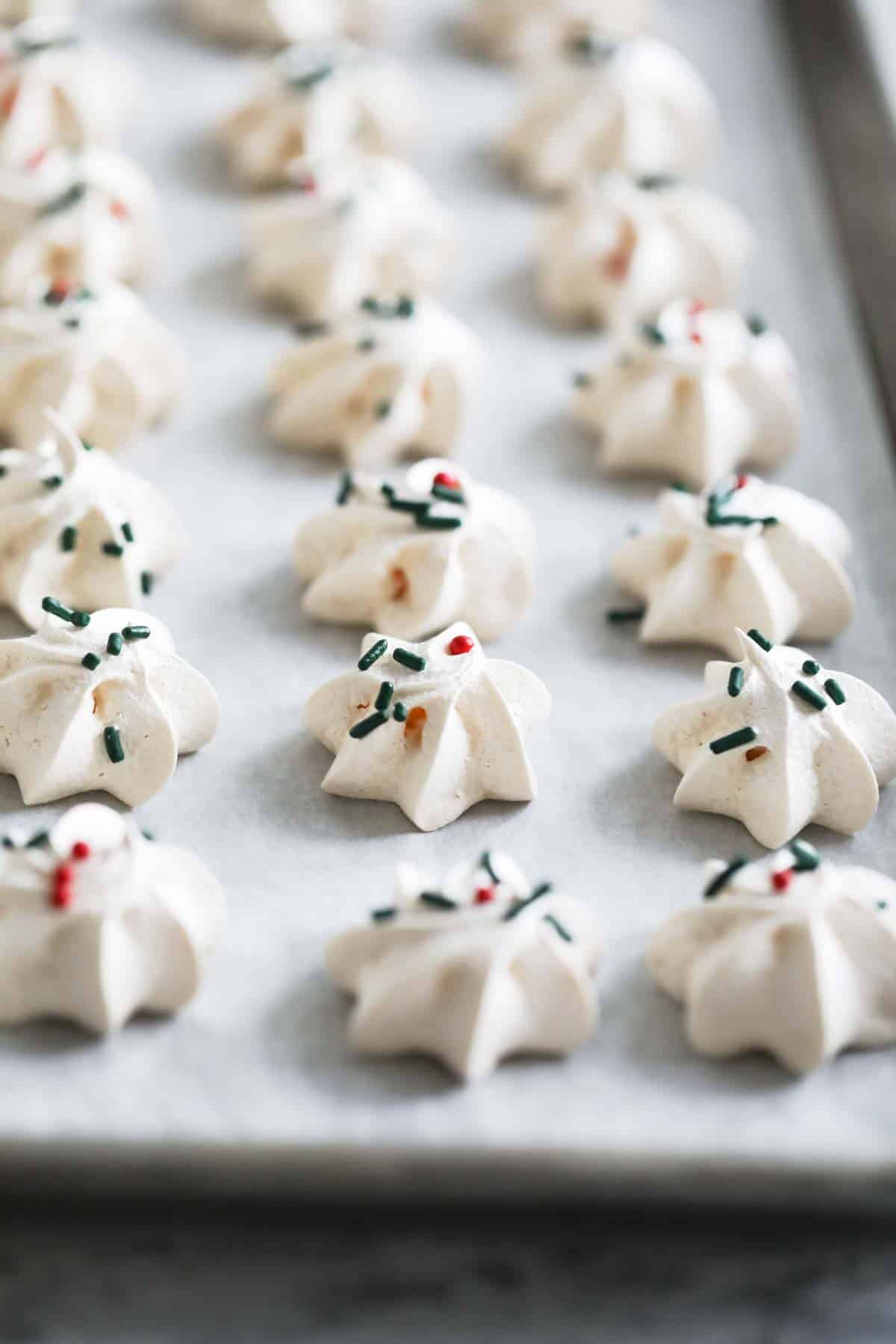 Meringue Cookies on a baking sheet