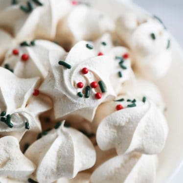 Close up of bowl of meringue cookies