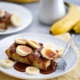 Flos V8 Brioche French Toast with Salted Caramel and Bananas