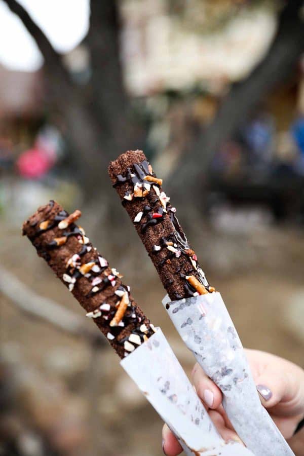 Chocolate Churros with Pretzels and Peppermint