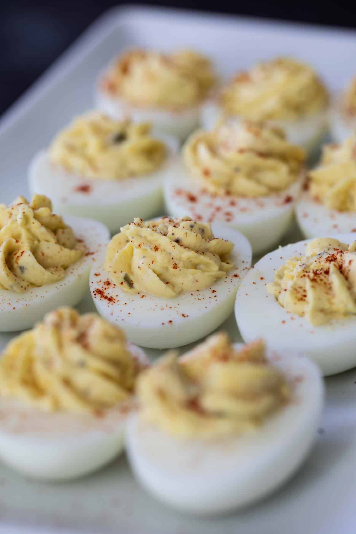 classic deviled eggs for serving