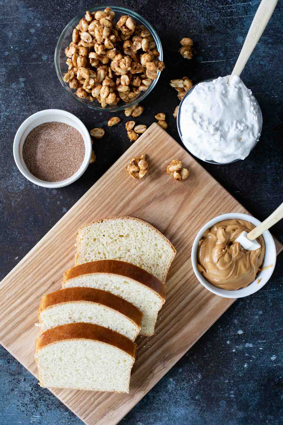 Ingredients to make a Fluffernutter Panini.