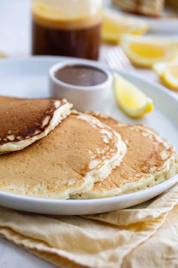 Lemon Pancakes with Homemade Buttermilk Syrup Taste and Tell