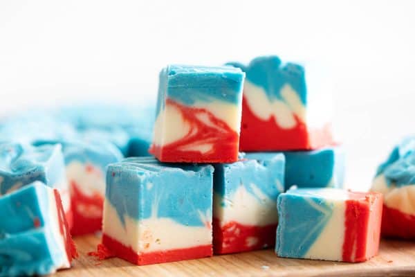 Tie Dyed 4th of July White Chocolate Fudge