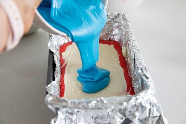 Layering 4th of July Tie Dyed Fudge