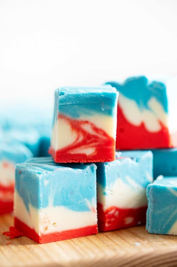 Red White and Blue White Chocolate Fudge