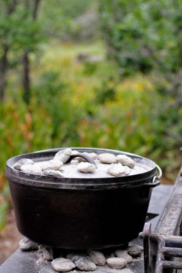 picture of Dutch oven with coals