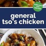 General Tso Chicken photos with text bar in the middle
