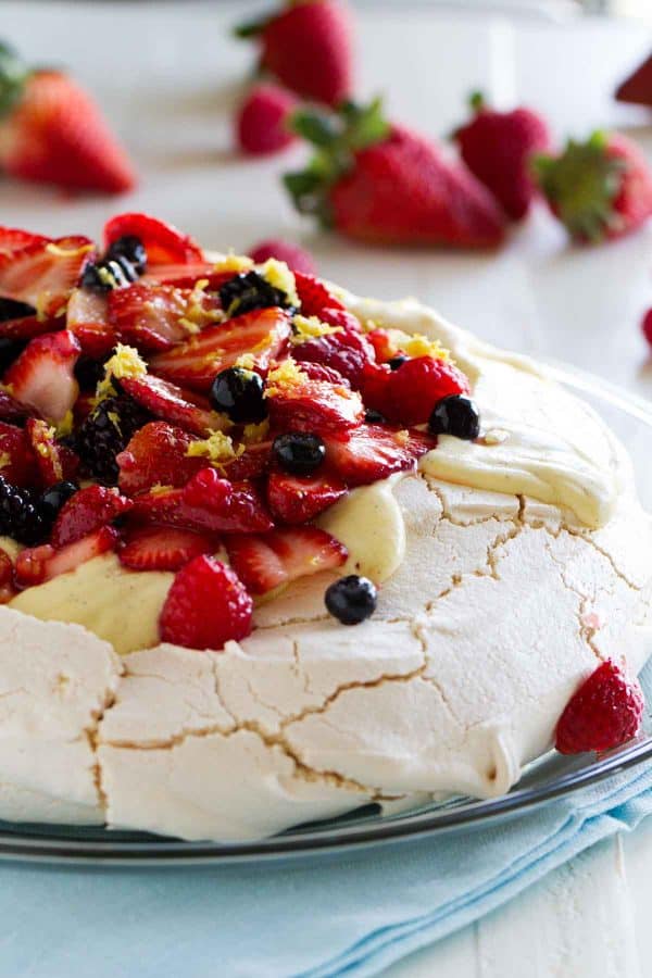 Full Pavlova Topped with Fresh Berries