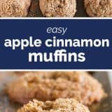 Apple Cinnamon Muffins with text bar in the middle