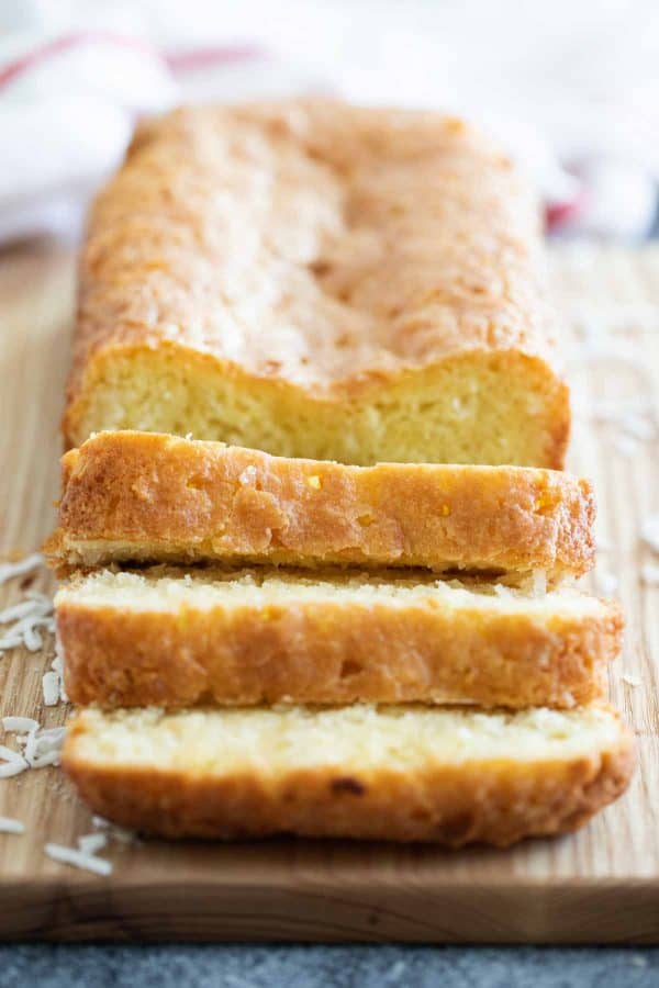 Sliced loaf of coconut bread