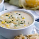 chowder topped with chives