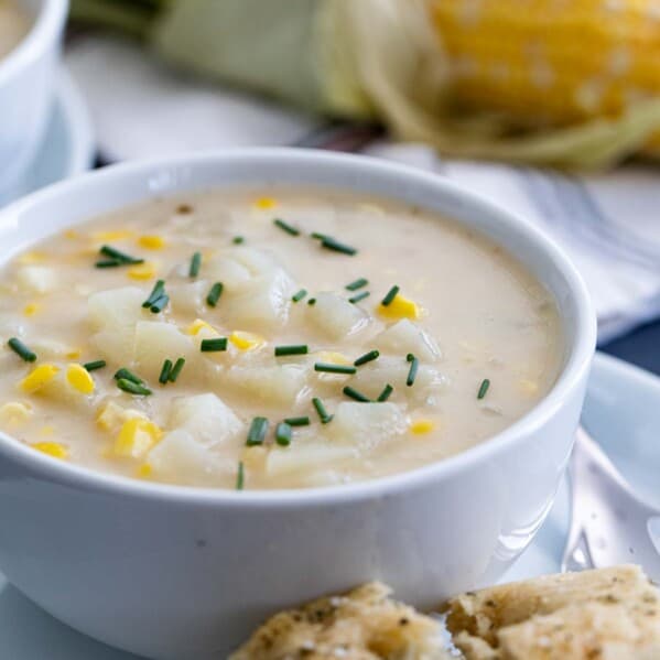chowder topped with chives