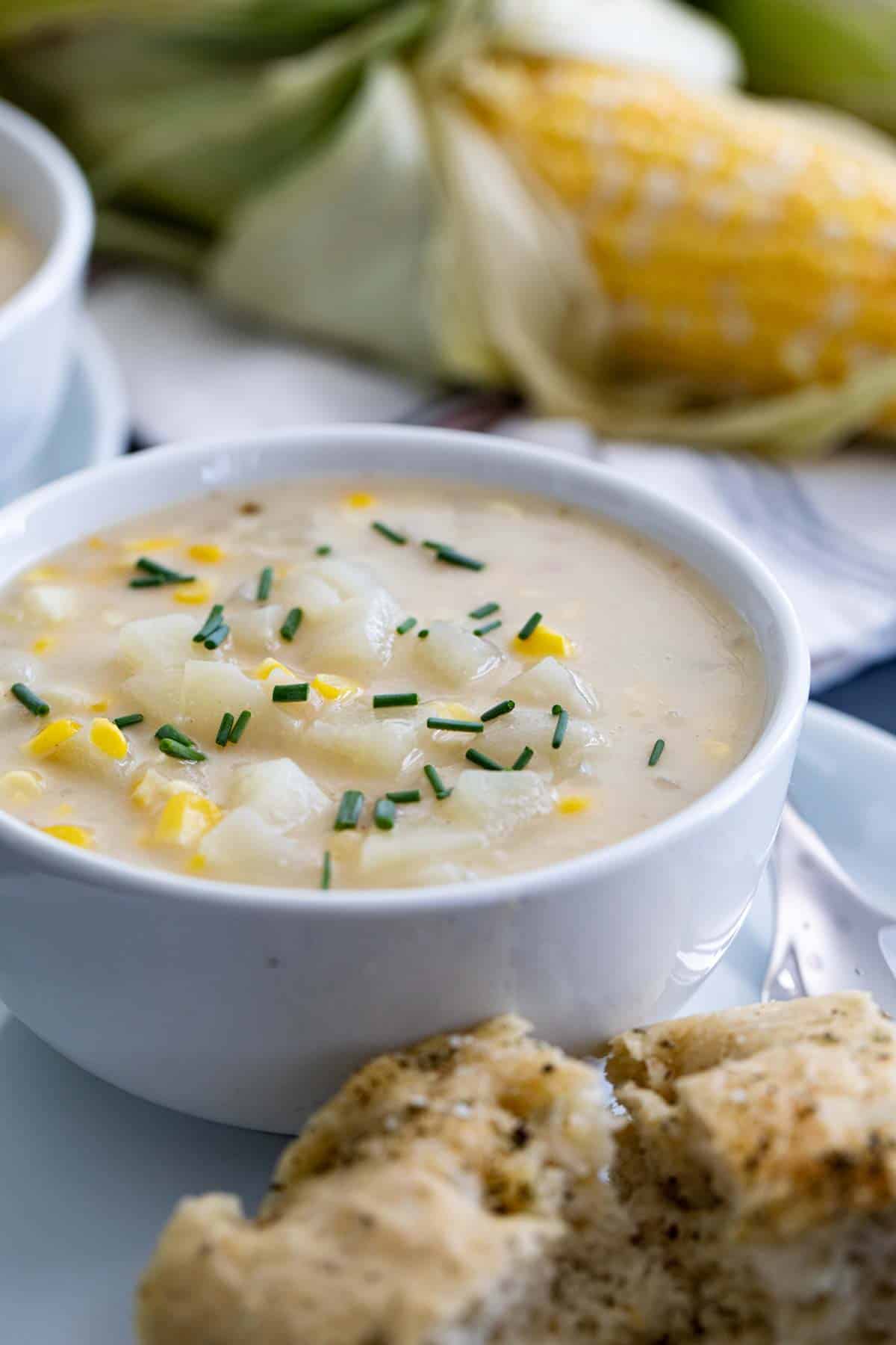 chowder topped with chives