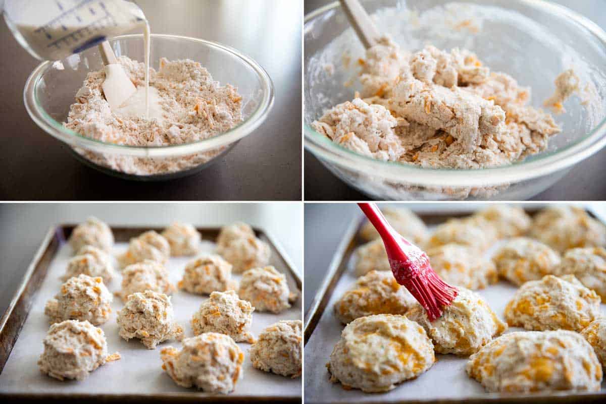 Steps to make Cheddar Bay Biscuits.