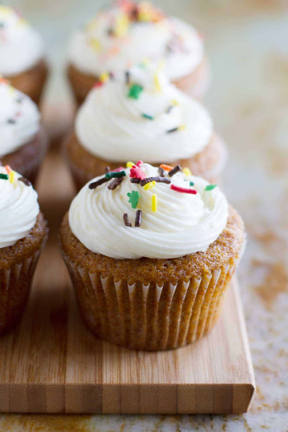 pumpkin cupcakes with sprinkles