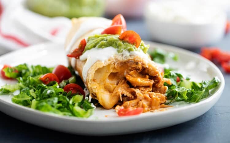 chicken chimichanga cut open