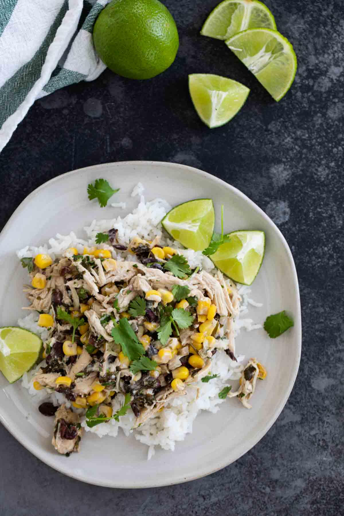 Cilantro lime chicken over rice.