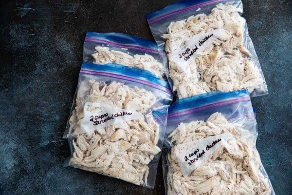 how to freeze shredded chicken