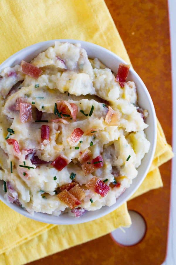 bowl of loaded mashed potatoes