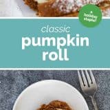 Classic Pumpkin Roll with text in the middle