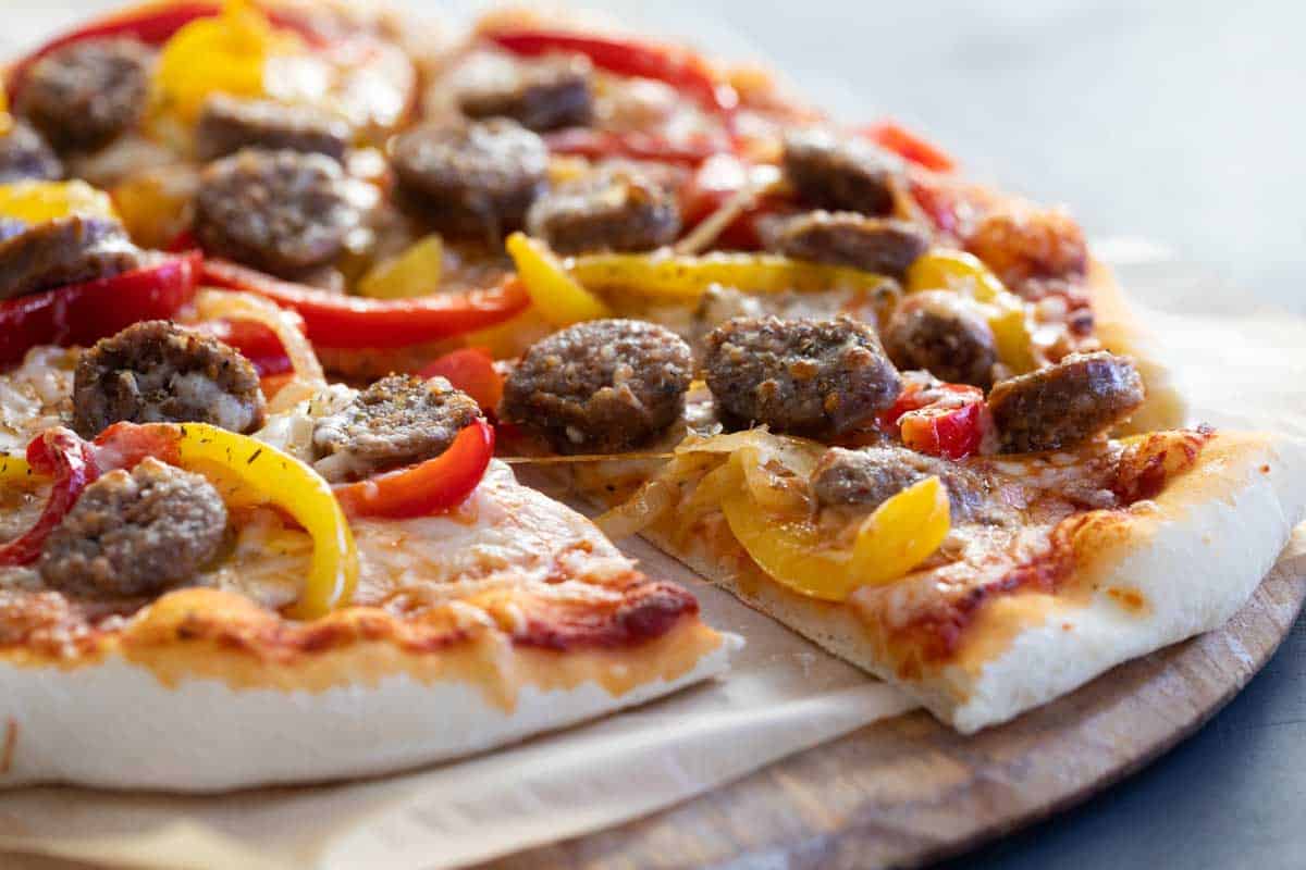 Homemade Sausage and Peppers Pizza