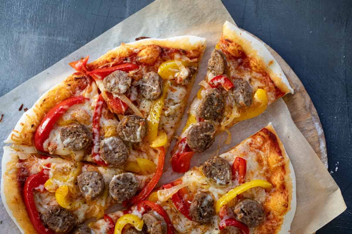 Homemade Sausage and Peppers Pizza