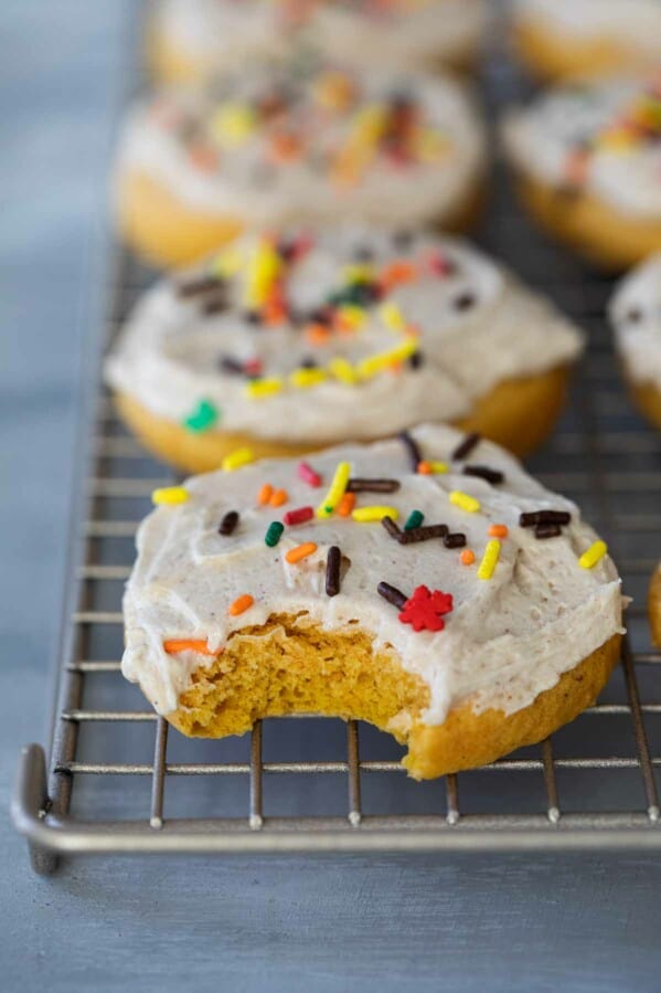 texture of Soft Pumpkin Sugar Cookies with Maple Cinnamon Buttercream