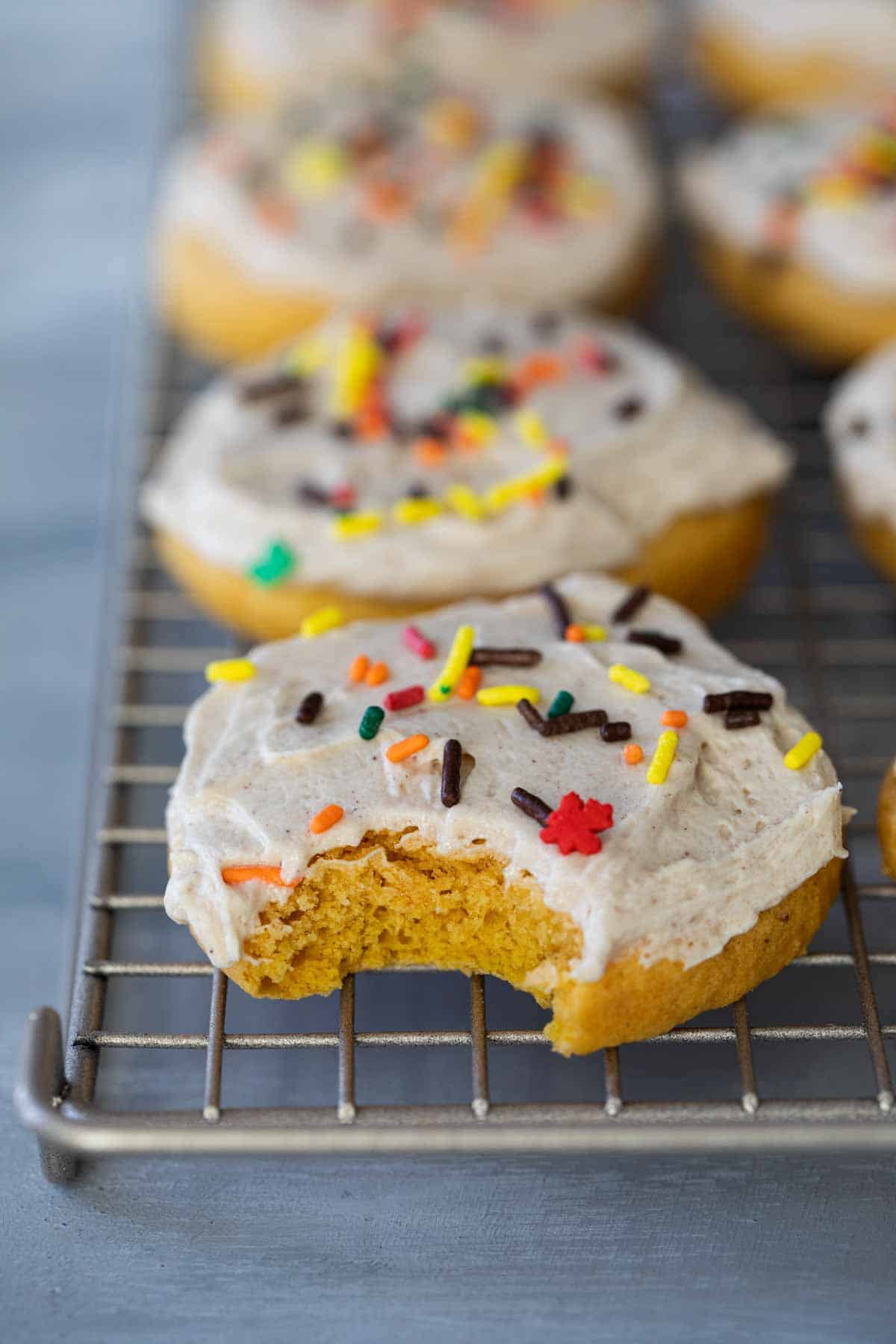 texture of Soft Pumpkin Sugar Cookies with Maple Cinnamon Buttercream