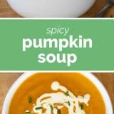 pumpkin soup with text in the center