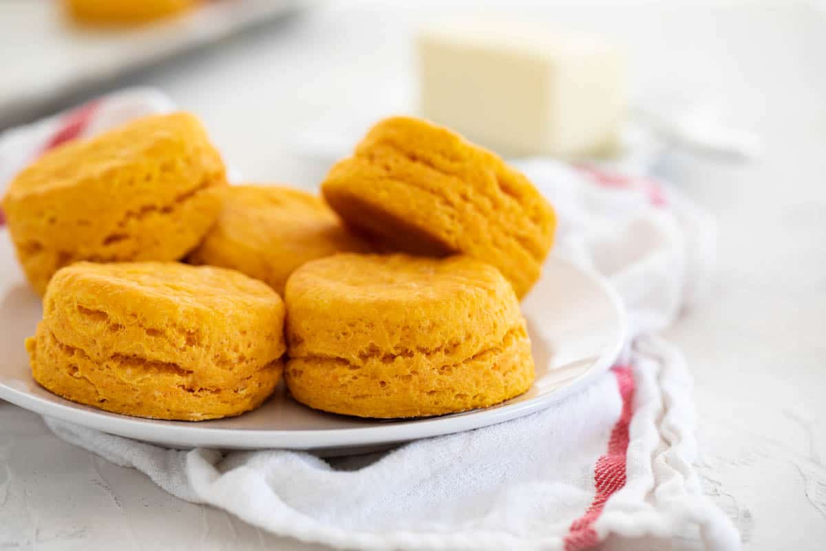 plate full of sweet potato biscuits