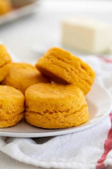 close up of sweet potato biscuits