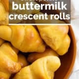 Sweet Potato Buttermilk Crescent Rolls with text overlay.