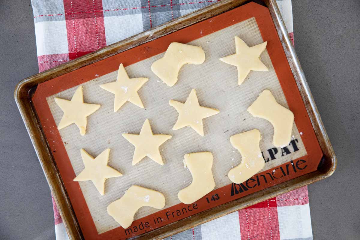 sugar cookie dough on a baking sheet